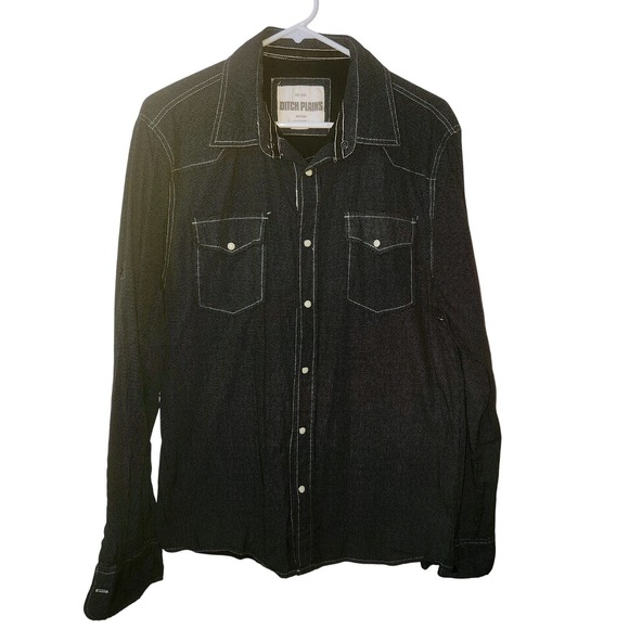 Ditch Plains Western Style Denim Shirt Long Sleeve Snap Front Pockets Men Med - Picture 2 of 7
